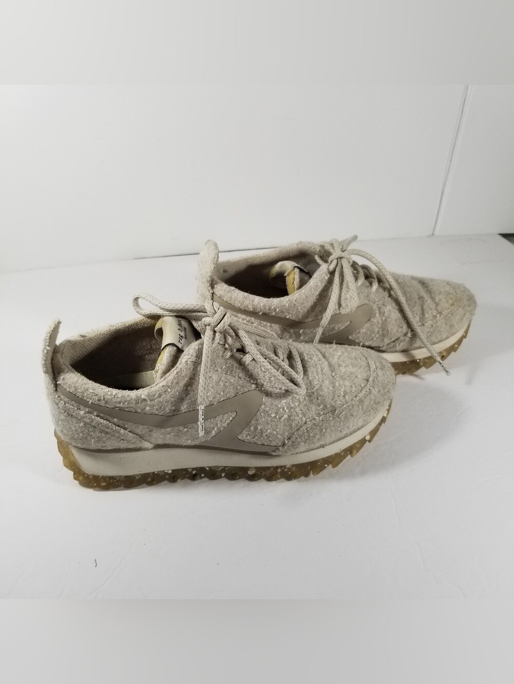 Rag & Bone Retro Runner Sneakers Women's EU 37 US 6.5 Beige Melange Felted Wool